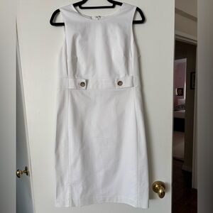 Ann Taylor Sateen Sheath Dress with Button Tab Detail